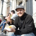 Steve, enjoying chips and mayo on the steps