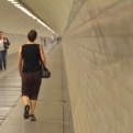 Walking into the centre of Antwerp via the pedestrian tunnel