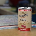 A free hand-out of "British cider", which tasted like cherry-aid