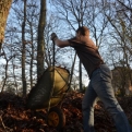 Clearing leaves at The Oaks Oasis