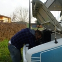 Steve topping up the gearbox oil on our south-westerly route from Venice