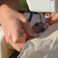 Transforming a dust sheet into a cushion cover