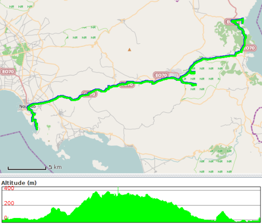 Route travelled on 15 December 2013